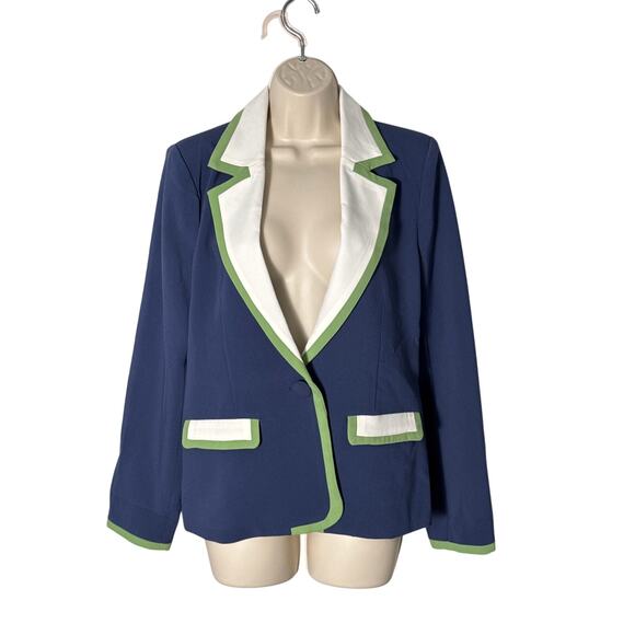 Anthropologie Maeve Colorblock Blazer Blue Green White Size S - Picture 4 of 15